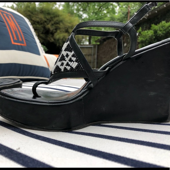 💫VINTAGE 💫 Donald J Pliner Beaded Wedges Sz 8 - Picture 7 of 8